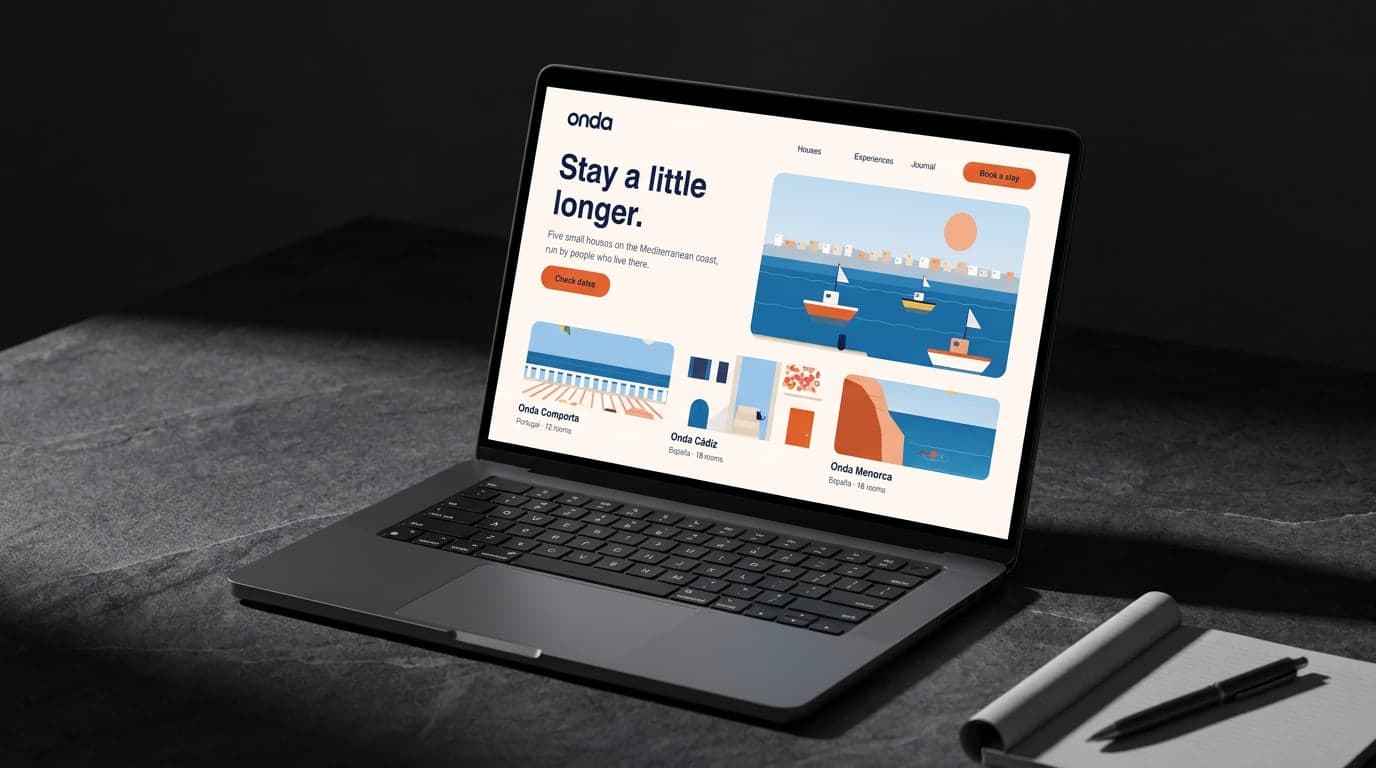The Onda website on a laptop
