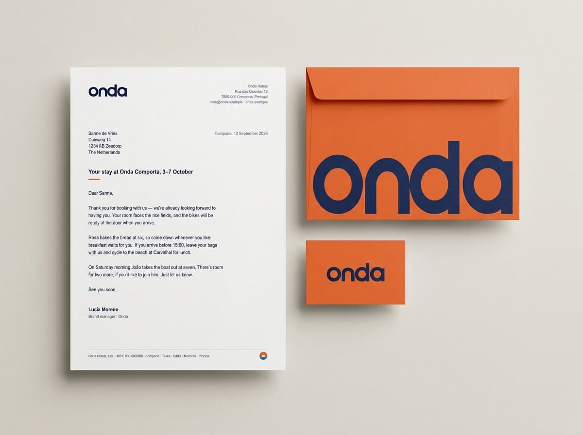 Onda: letterhead and envelope