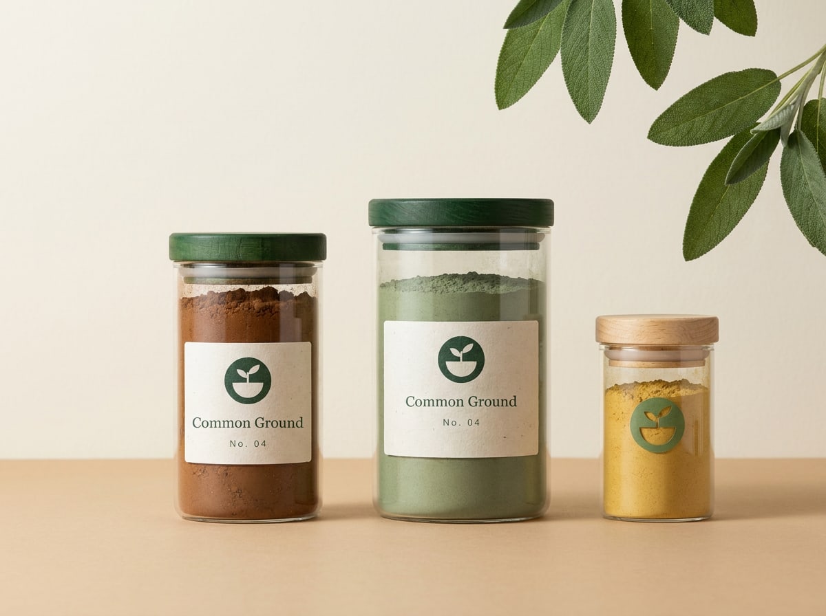 Glass jars of preserves with Cream labels showing the mark and wordmark